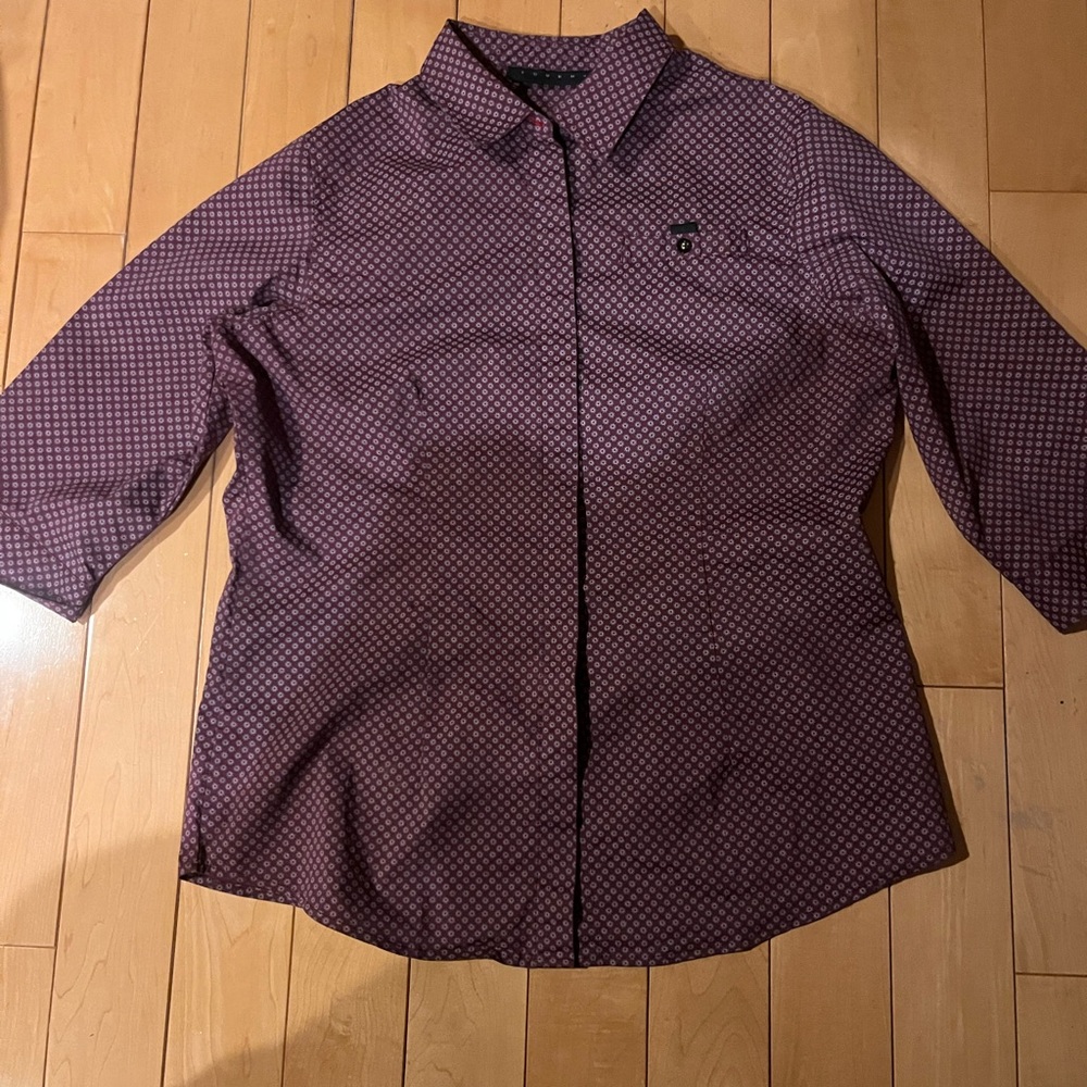 Chic Purple Geometric Button-Up Blouse medium